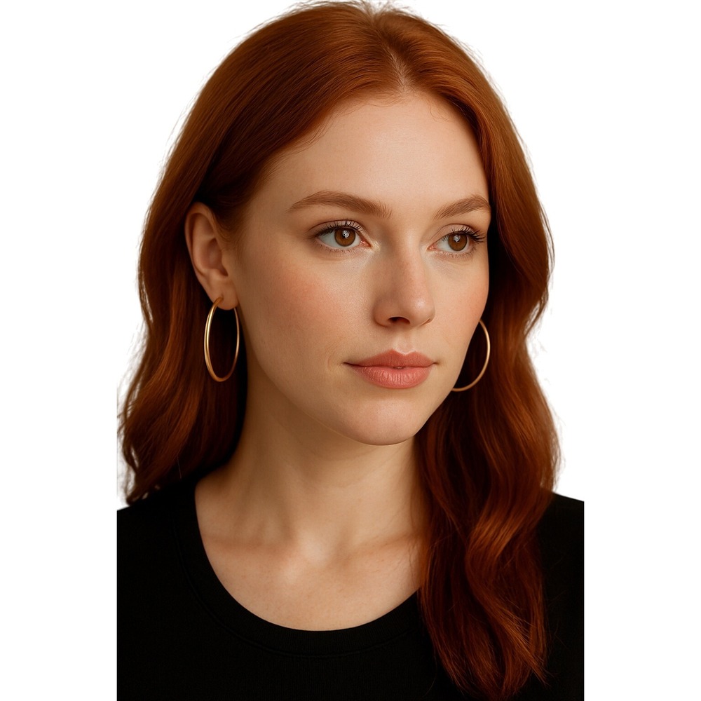 Gold Tone Large Hoop Earrings Women's Classic Everyday Jewelry‎ Accessories